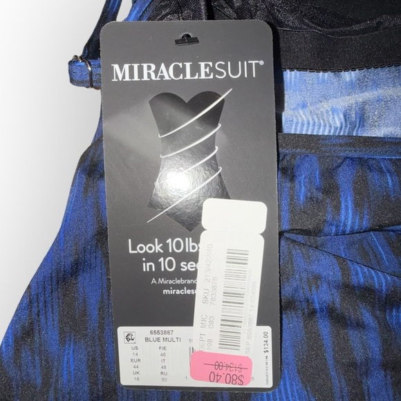 NWT MIRACLESUIT Jubilee Tankini Top in Alhambra - Women’s 14 Blue / Black - Picture 6 of 13